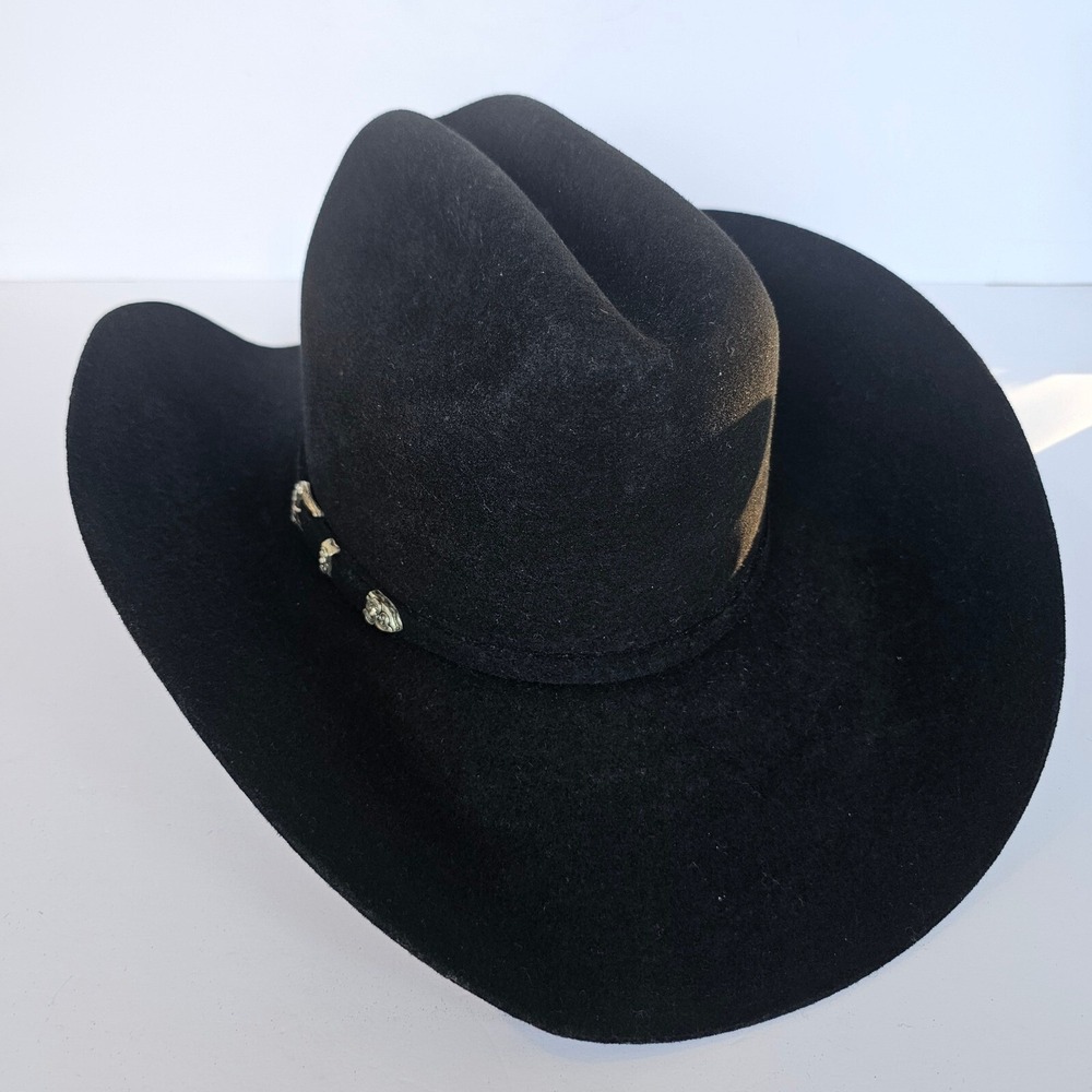 Vtg‎ Larry Mahan Terrell X Black XXX Premium Wool Cowboy Hat 6-3/4 Made in USA